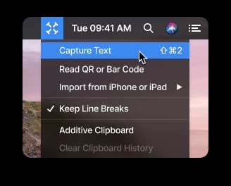 start textsniper via macos menu bar